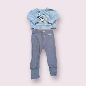 Disney Light Blue Baby Outfit with Mickey Mouse Moon Design Size 3/6 Months